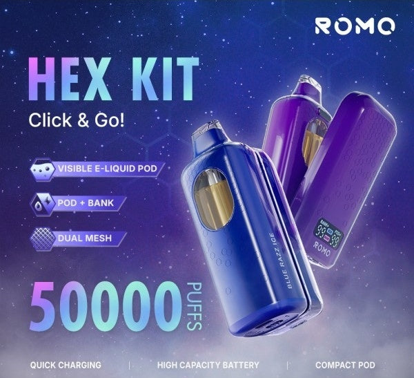 ROMO Hex 50K Disposable Pod Full Kit 5%(Pod + Power Bank)
